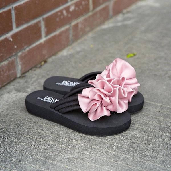 

slippers rubber flip flops female shoes ladies' low butterfly-knot luxury slides summer woman platform hawaiian 2021 soft, Black