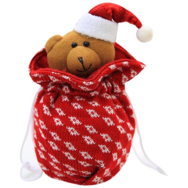 

christmas decorations three-dimensional knitted cloth doll apple bag children bundle pocket candy bag bear