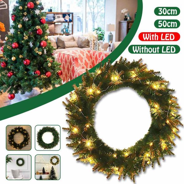 

decorative flowers & wreaths 50cm garland arrangement christmas ornament spruce wreath with led light front door home party xmas year hangin
