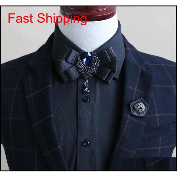 

2020 business double ribbon collar bow tie for mens wedding bowties for women adj qylxvp queen66, Black;gray