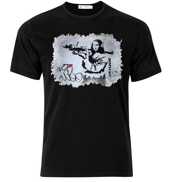

omona lisa graffiti banksy - graphic cotton t shirt short & long sleeve basic models tee shirt sport hooded sweatshirt hoodie