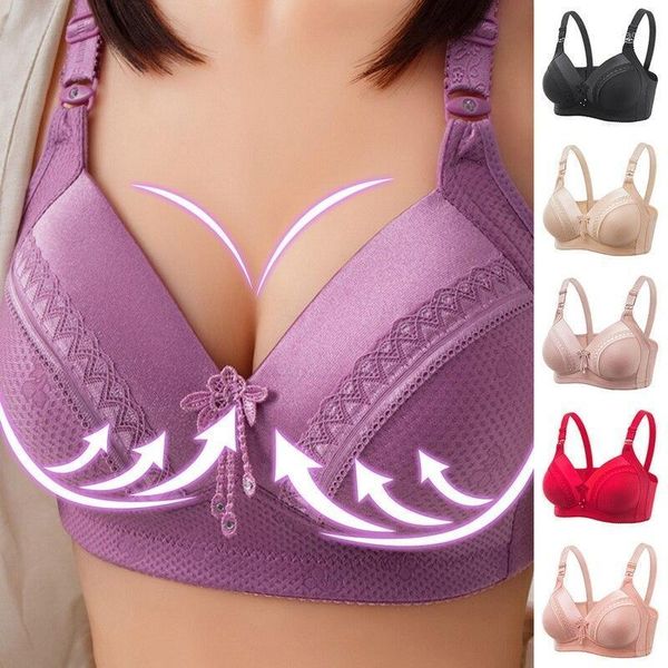 

push up bra for women thin bra comfortable large size wire anti-sagging b c cup underwear lace lingerie1, Red;black