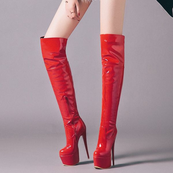 

new autumn winter over the knee boots women platform thigh high boots women extreme high heel fashion fetish shoes 201009, Black