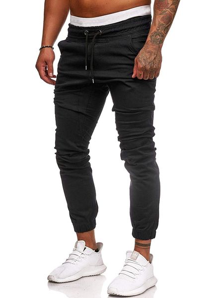 

2021 new fitness male casual men sportswear tracksuit sweatpants trendy mens hip hop joggers solid multi-pocket pants wmkt, Black