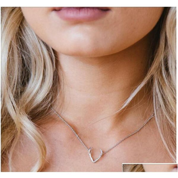 

antlers pendants necklace gold silver color alloy pendant with 18 inches chain women necklaces fashion jewelry zrhnx
