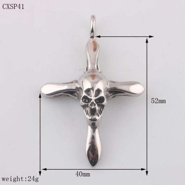 

fashion design necklace pendant luxury jewelry cross ghost head casting punk titanium steel sale, Silver
