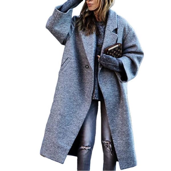 

the 2020 cross-border autumn and winter european and american fashion women's clothing is a medium-length coat, Black