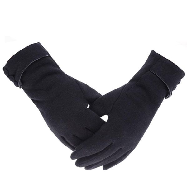 

five fingers gloves 1 pair fashion elegant female wool winter women warm cashmere full finger leather bow dotted embroidery, Blue;gray