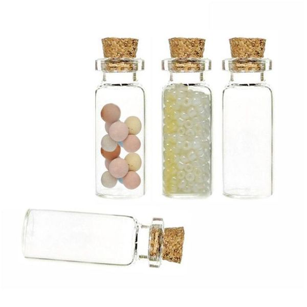 

4pcs/lot 10ml mini glass bottle vials empty sample jars with cork ser glass bottle message vial weddings wis sqcwli