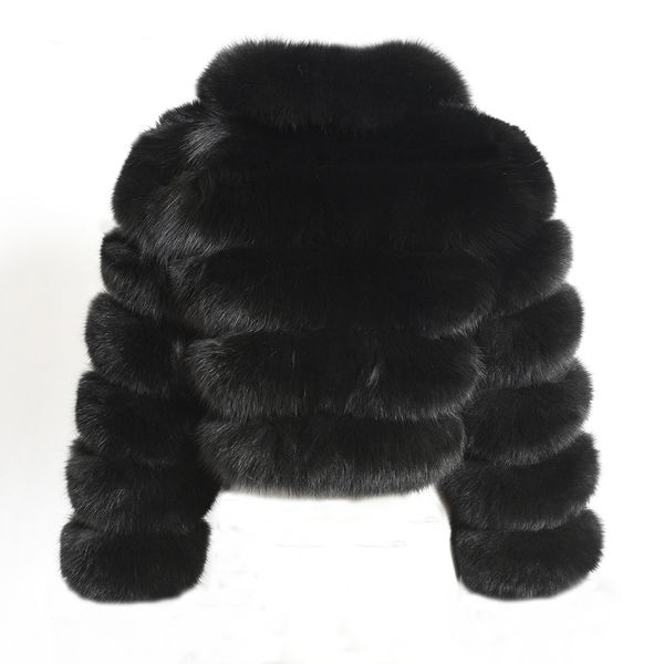 Zadorin Moda Cropped Top Faux Fox Plus Size Deixar Colarinho Casaco de Inverno Mulheres Fluffy Peles Jacket 201212
