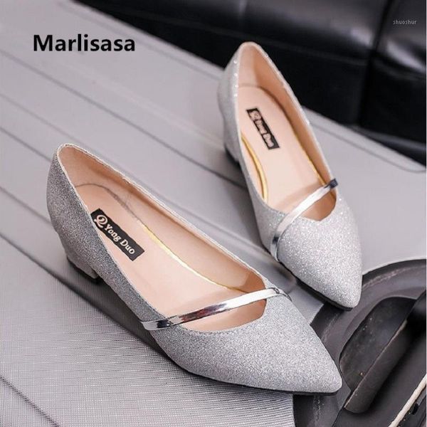 

dress shoes marlisasa zapato tacon alto women fashion pointed toe party silver high heel ladies classic golden sweet pumps h3302b1, Black