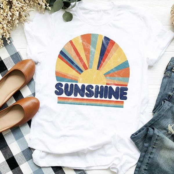 

women lady striped trend summer autumn short sleeve 90s print tshirt shirt clothes graphic female t tee womens t shirt, White
