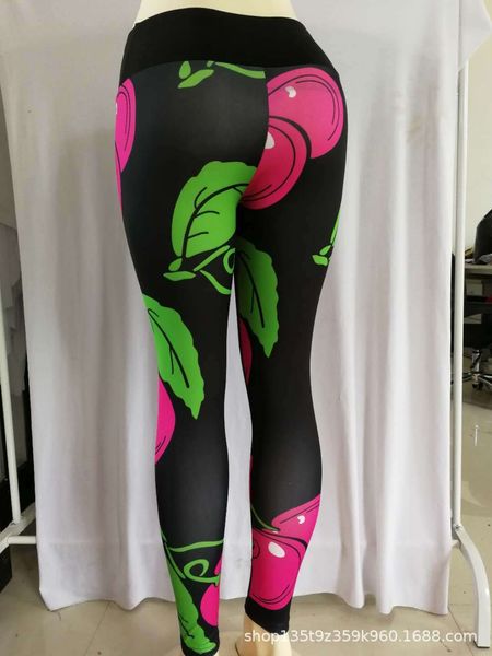 

new digital cherry print yoga pants, Black