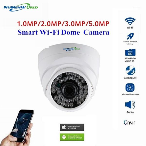 

wifi ip dome camera hd wireless security cctv webcam built-in microphone sd card slot use for indoor support smartphone view1