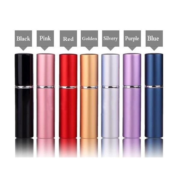 

quality colorful 5ml mini portable refillable high atomizer 5 ml aluminum spray bottle empty perfume bottles free