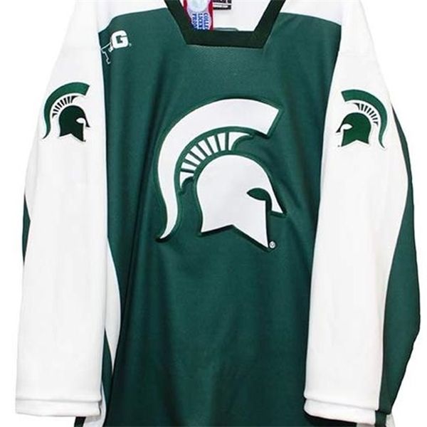 

real 121 real full embroidery michigan state hockey jersey 100% embroidery jersey or custom any name or number jersey, Black
