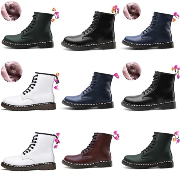 

2021 large supply classic genuine leather 1460 boots ankle crystal sole martin mens women womens fur snow martins 6/8-hole boots doc 34-4#82, Black