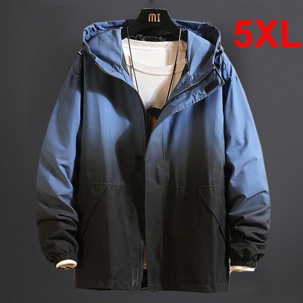 

mens jacket coat gradient casual windbreaker autumn 2021 fashion hooded jackets outerwear coat male plus size 5xl black hx, Black;brown