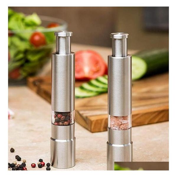 

manual pepper mill salt shakers one-handed pepper grinder stainless steel spice sauce grinders stic jllqjt powerstore2012