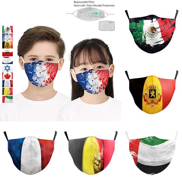 

3d digital printing of national flag pattern kids fashion face mask adjustable protective mask dust with pm2.5 filter designer face masks