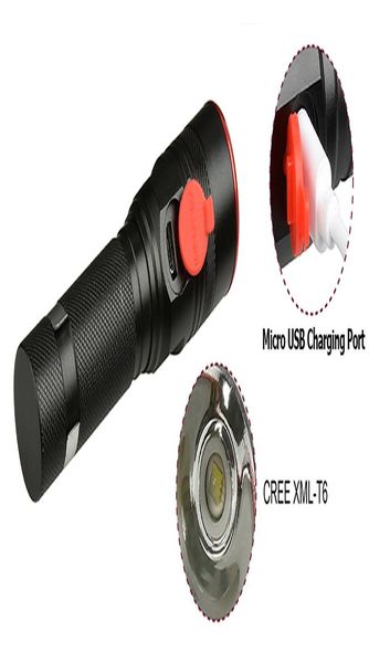 

1511 waterproof light led flashlight xml t6 2000lm torch micro usb port lantern 4 modes zoomable for camping hiking bbypzf alice_bag