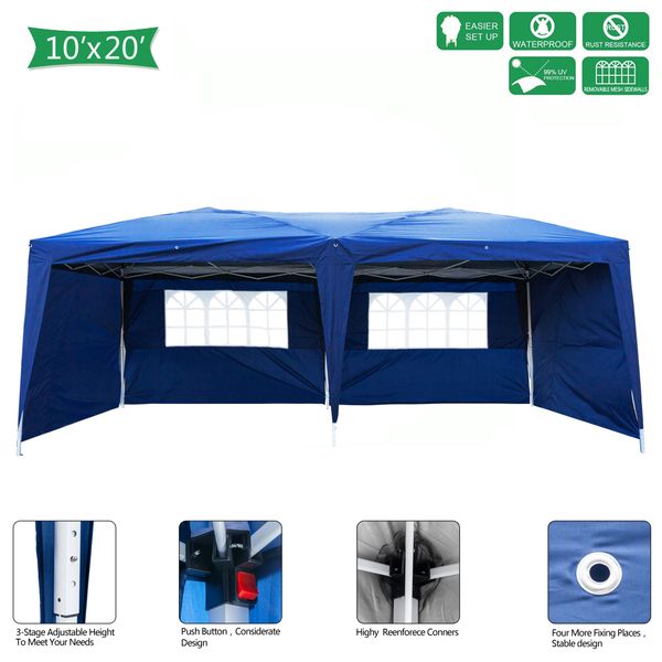 

10x20ft outdoor patio wedding tent 2 window walls zipper door canopy party heavy duty 3x6m waterproof gazebo pavilion cater events us stock