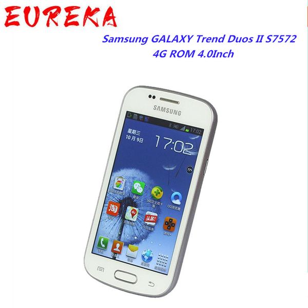 Original recondicionado Samsung Galaxy Trend Duos II S7572 3G WCDMA Celular Telefones 4G ROM 4.0 polegadas Desbloqueado Wi-Fi 802.11 microUSB 2.0