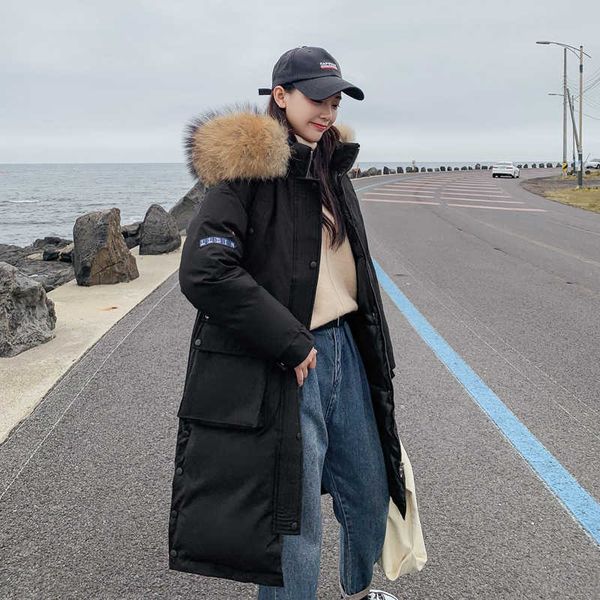 

new arrival fashion womens winter jacket 2021 ladies coat long parka hooded with fur warm outwear parkas womens v191209, Black