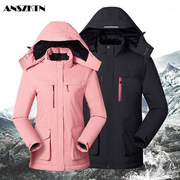 

anszktn large size smart heated jacket men outdoor usb charging heating clothes thermal climbing coat female hooded coat camping1, Black