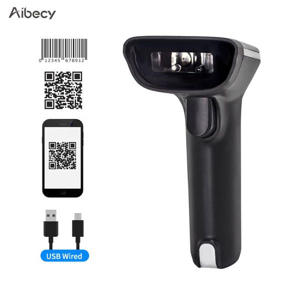 

aibecy handheld 1d/2d/qr barcode scanner usb wired bar code reader support two-way manual/auto continuous scanning