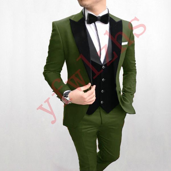 

classic wedding tuxedos peak lapel slim fit suits for men groomsmen suit three pieces prom formal suits (jacket+pants+vest+tie) w389, Black;gray