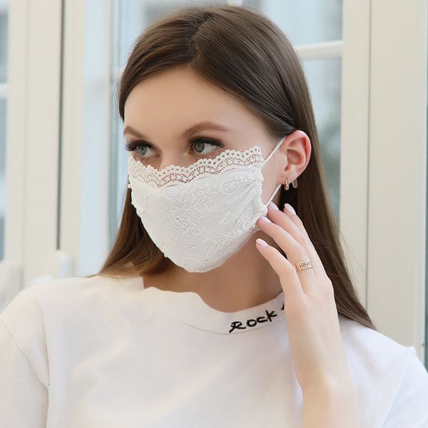 

embroidery lace new mask comfortable protectviers3grs3g2021 washable mouth face cover fashion girl black party masks masque 5 colors