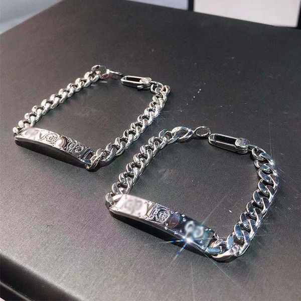 

famous brand s925 sterling silver double g buckle men's bracelet designer skull couple bracelet luxury fashion bracelet with original b, Golden;silver