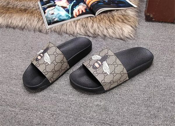 

mens womens fashion rubber slides sandals with pearl tiger snaker flower outdoor beach slippers casual flip flop, Black