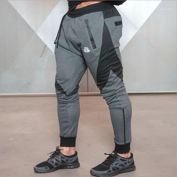 

wholesale-new 2016 bodyboulding mens pants brand clothing splice cotton trousers professional fitness jogger sweatpants men, Black