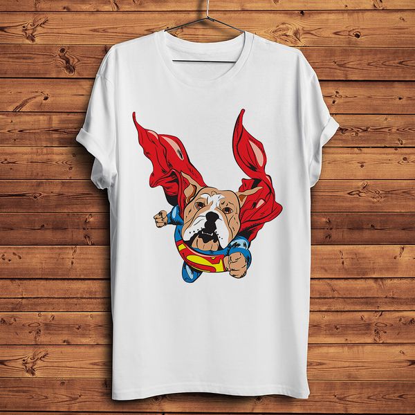 

superman bulldog funny t shirt men summer new white casual homme cool hipster streetwear tshirt sport hooded sweatshirt hoodie