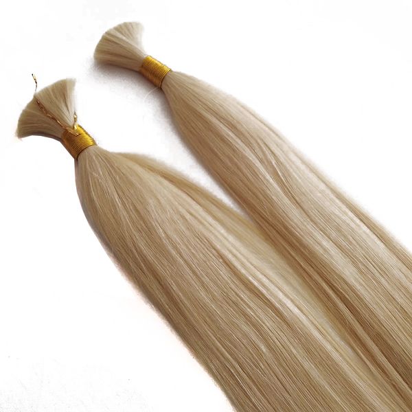Волосы России Straight волосы волны 300g насыпной Lot Human Remy без утки для плетение Blonde Colro 613 #, Бесплатная доставка