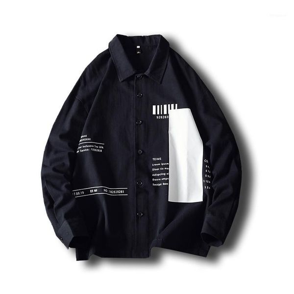 

hong kong wind chic jacket men's clothing lazy wind hip hop loose xl workwear shirt europe and the united states street tide50cs1, White;black