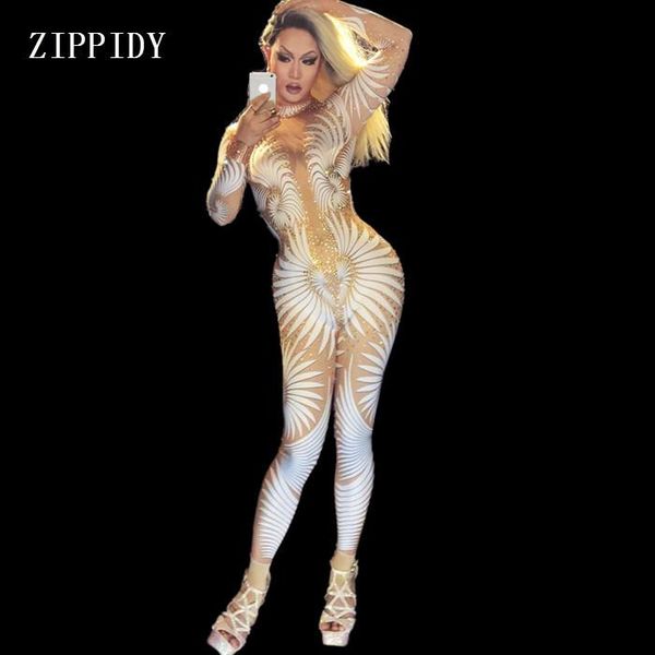 

geometric patterns jumpsuit sparkly stones bodysuit stage wear women's celebrate female singer crystals costume outfit, Black;red