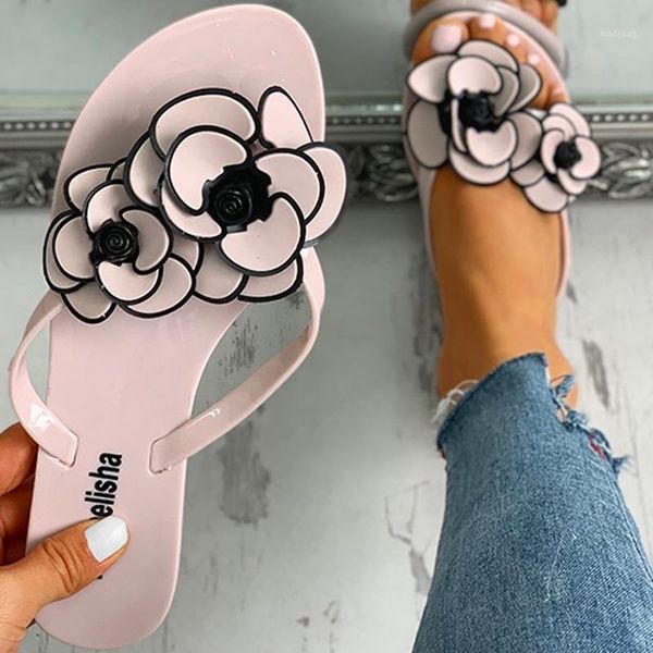 

slippers 2021 women's slipper flat flowers outdoor non-slip wear-resistant beach shoes flip flops women sandals1, Black