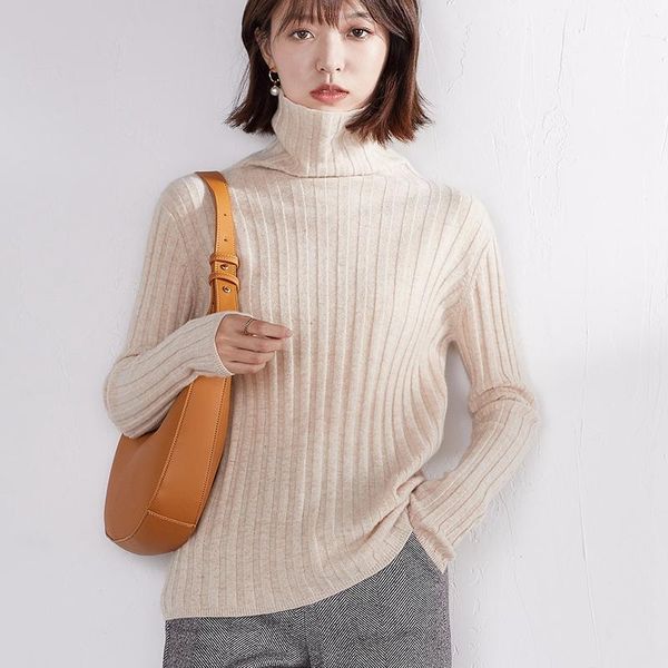 

litvriyh 100%wool women sweater knit female pullover long sleeve turtleneck women pullover sweater jumper knitted warm, White;black