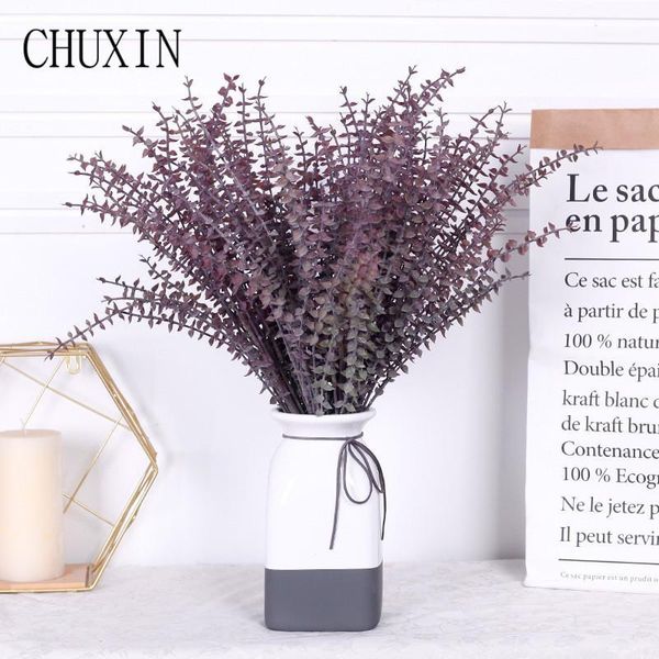 

55cm high-end artificial flower simulation plant home decoration mini 5 fork eucalyptus wedding decoration fake leaf green plant1