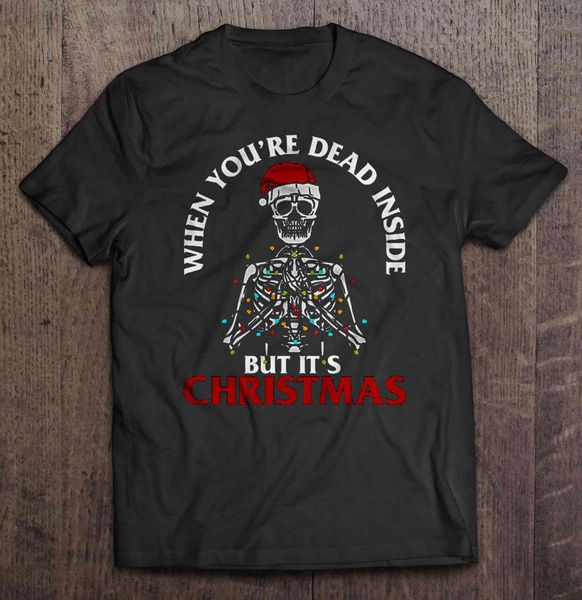 

when you're dead inside but it's christmas skeleton santa's hat christmas light version women sport hooded sweatshirt hoodie