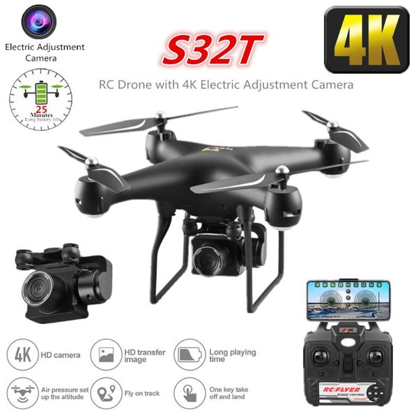 

drones s32t rc drone with electric adjustment 4k wifi fpv camera helicopter 25 mins flying time quadcopter toy for kid dron vs sg901