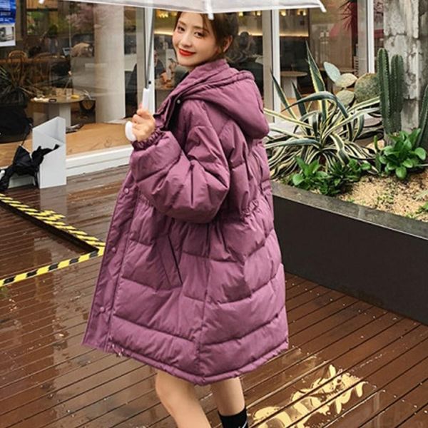 

hooded ladies coat long coats parka oversize colour jacket mid-long women winter thick jacket down women winter, Black