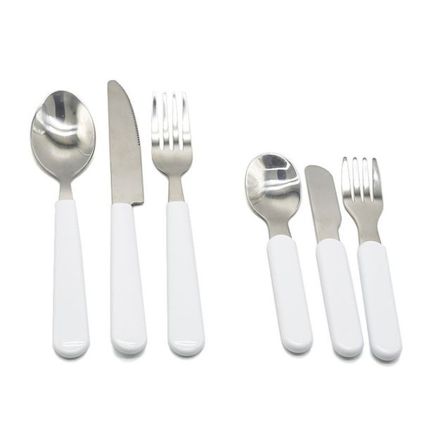 

sublimation white dinnerware tableware set stainless steel cutlery dinnerware western silverware kitchen knife spoon fork dinner set h12504