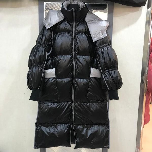 

winter jacket women down coat female thick 90% white duck down jacket womens long coats warm hooded clothes hiver lw23601, Black
