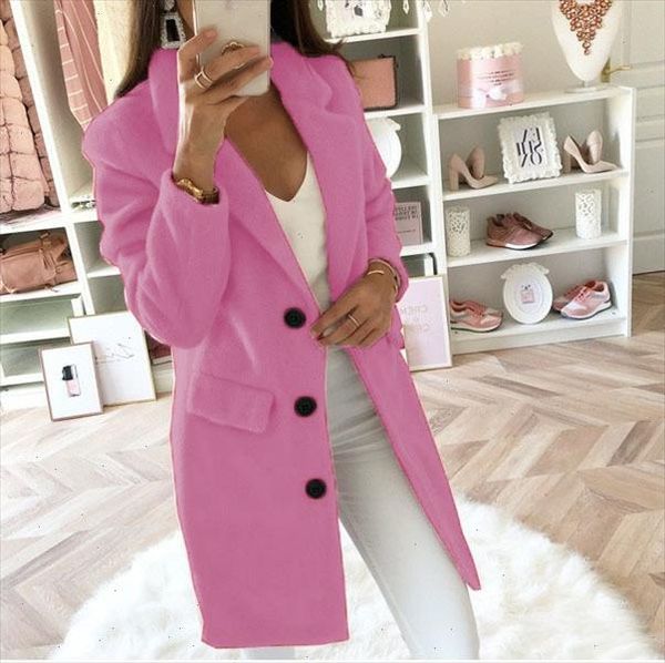 

big size 5xl long sleeve wool blend coat women warm autumn winter button turn down collar women long wool jacket, Black;brown