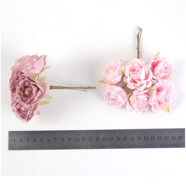 

6pcs/bunch 12cm rose silk flower artificial flower bouquet for wedding party decor diy craft gifts wreath scrapbook high jllksu