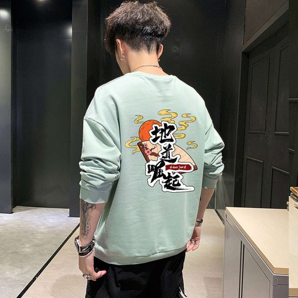 

sweater autumn new versatile fashion trend men's long sleeve loose crew neck sports casual clothes, Gray